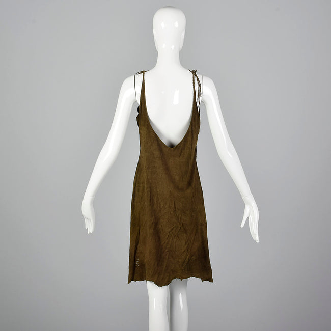 1970s Brown Suede Sheath Dress