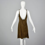 1970s Brown Suede Sheath Dress