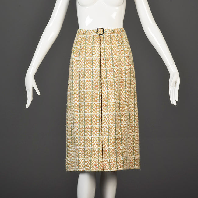 1960s Courreges Plaid Tweed A-Line Skirt