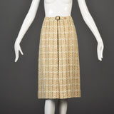 1960s Courreges Plaid Tweed A-Line Skirt