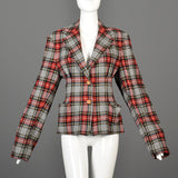 1990s Vivienne Westwood Anglomania Fitted Tartan Plaid Jacket with Extra Long Sleeves