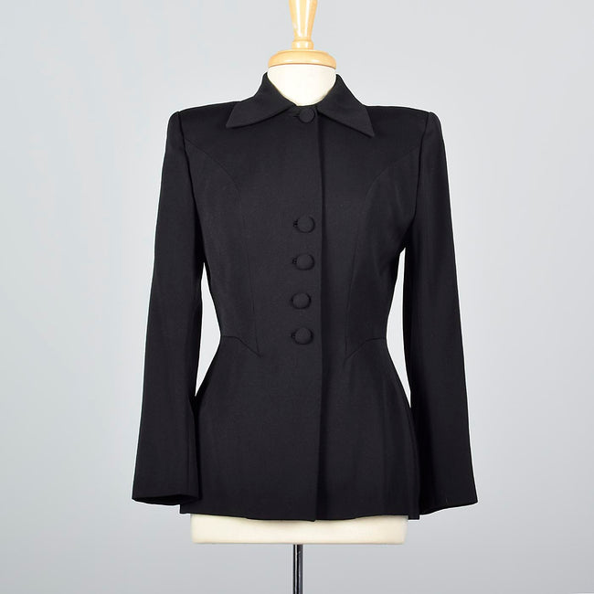 1950s Lilli Ann Classic Black Hourglass Jacket