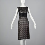 1950s Black Lace Dress Over Pink and Silver Lurex