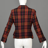 1990s Sonia Rykiel Red Tartan Plaid Blazer