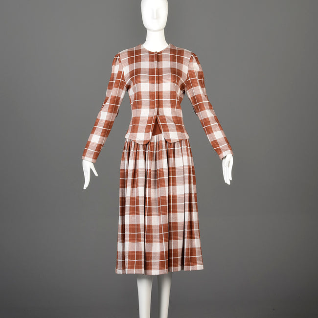 1980s Norma Kamali Knit Separates Set in Plaid