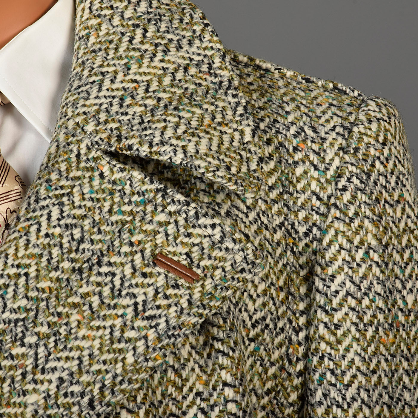 1970s Men's Cortafiel Tweed Overcoat, Double Breasted with a Belted Back