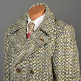 1970s Men's Cortafiel Tweed Overcoat, Double Breasted with a Belted Back