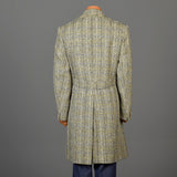 1970s Men's Cortafiel Tweed Overcoat, Double Breasted with a Belted Back