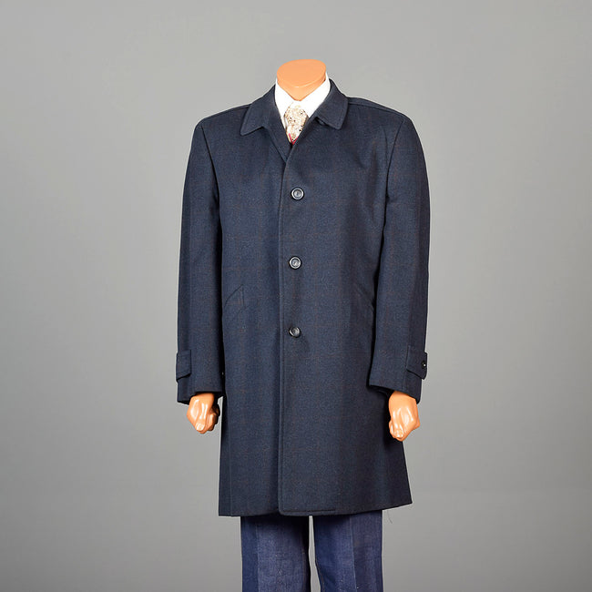 1960s Mens Navy Blue Car Coat