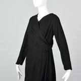 1970s Asymmetric Black Wool Dress with Matching Jacket
