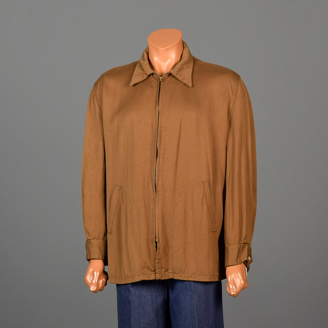 1950s Mens Gabardine Jacket with Metal Zip Front