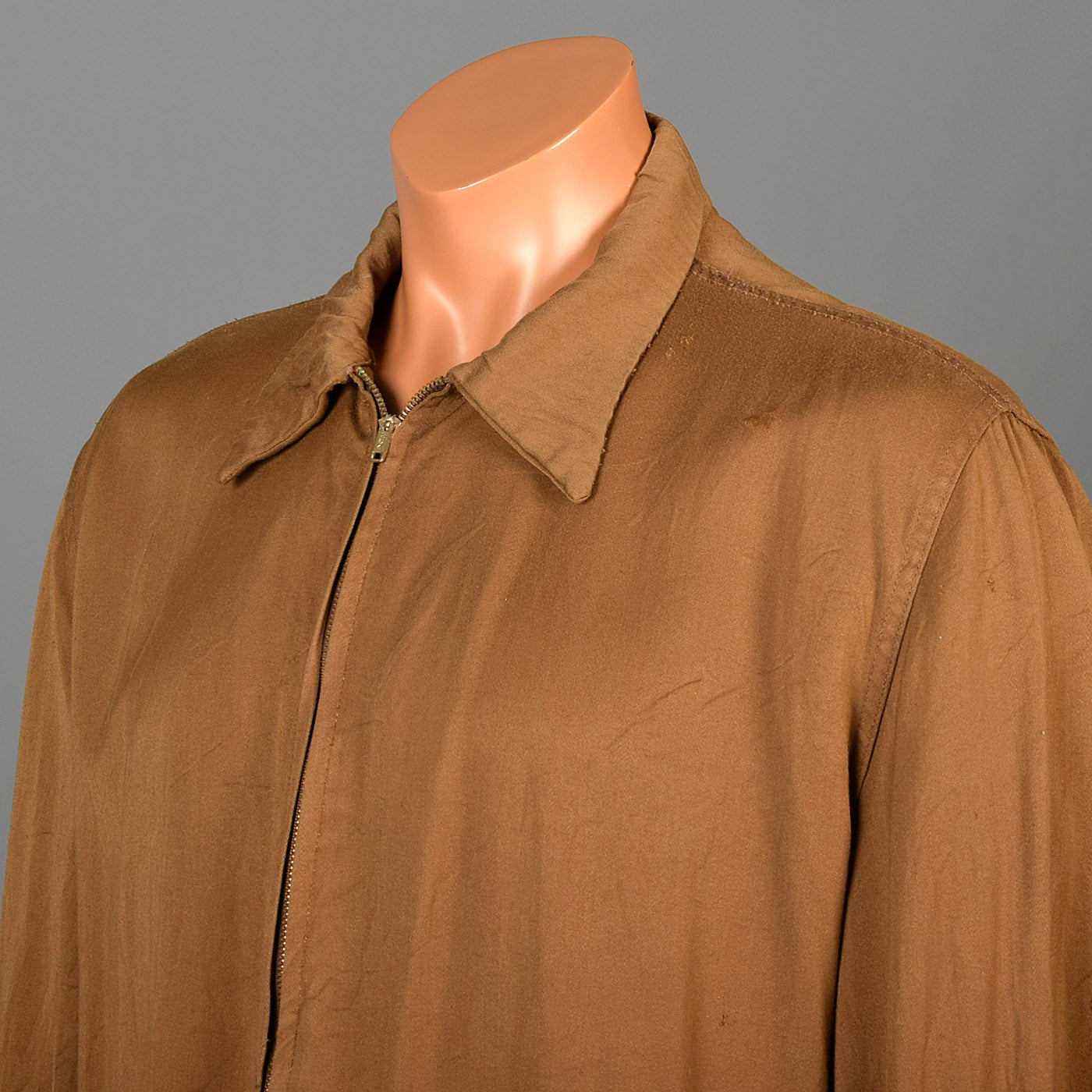 1950s Mens Gabardine Jacket with Metal Zip Front