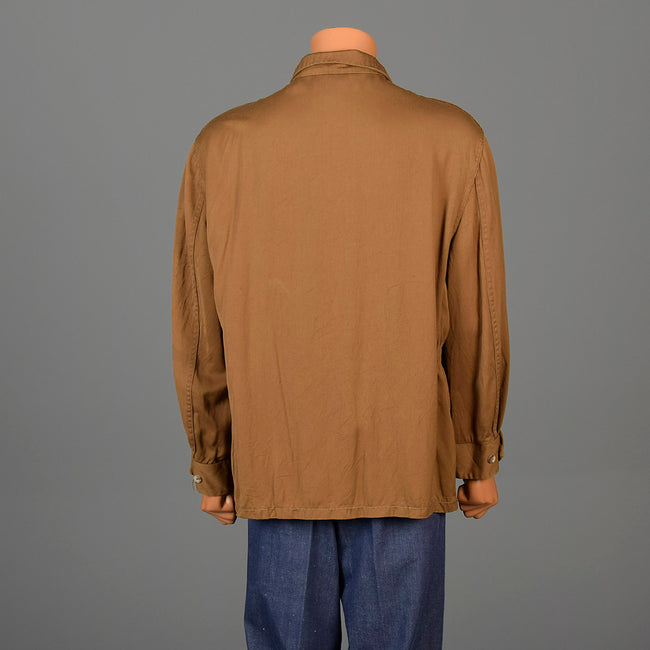 1950s Mens Gabardine Jacket with Metal Zip Front