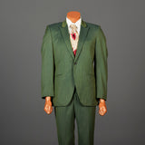 1960s Men's Emerald Green Two Piece Suit with Pinstripes