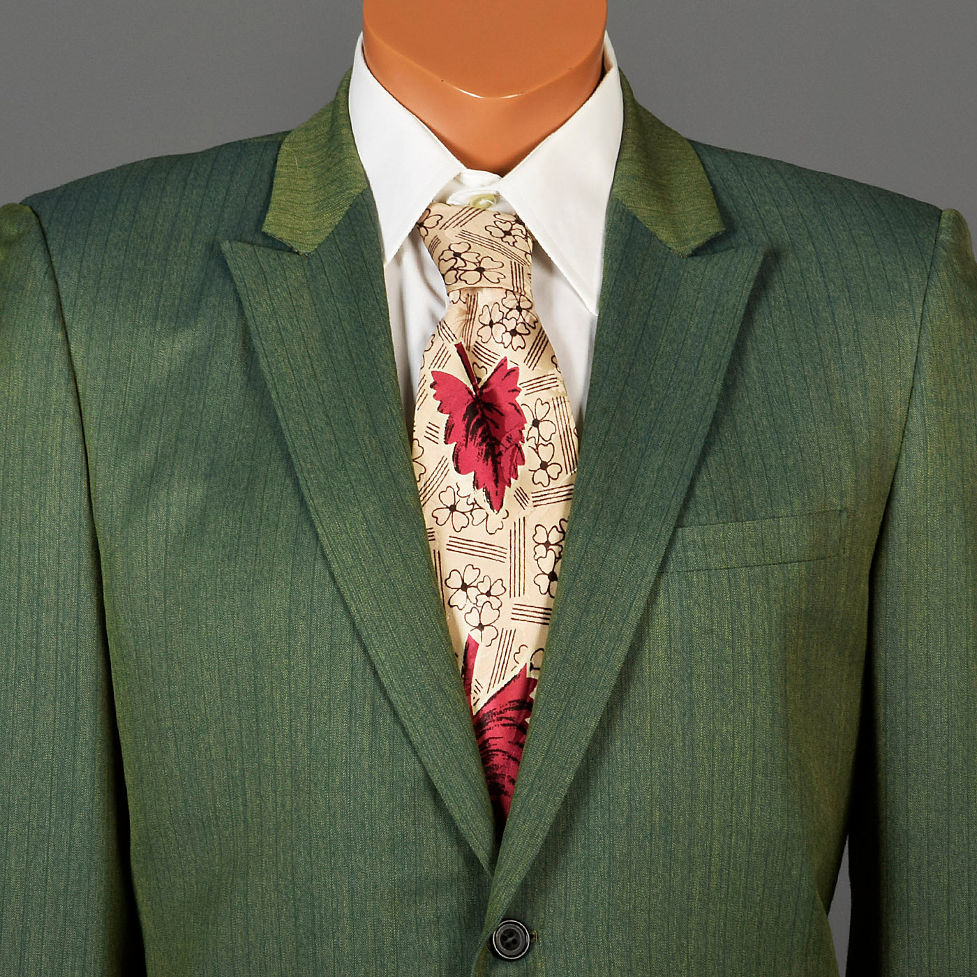 1960s Men's Emerald Green Two Piece Suit with Pinstripes