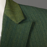 1960s Men's Emerald Green Two Piece Suit with Pinstripes