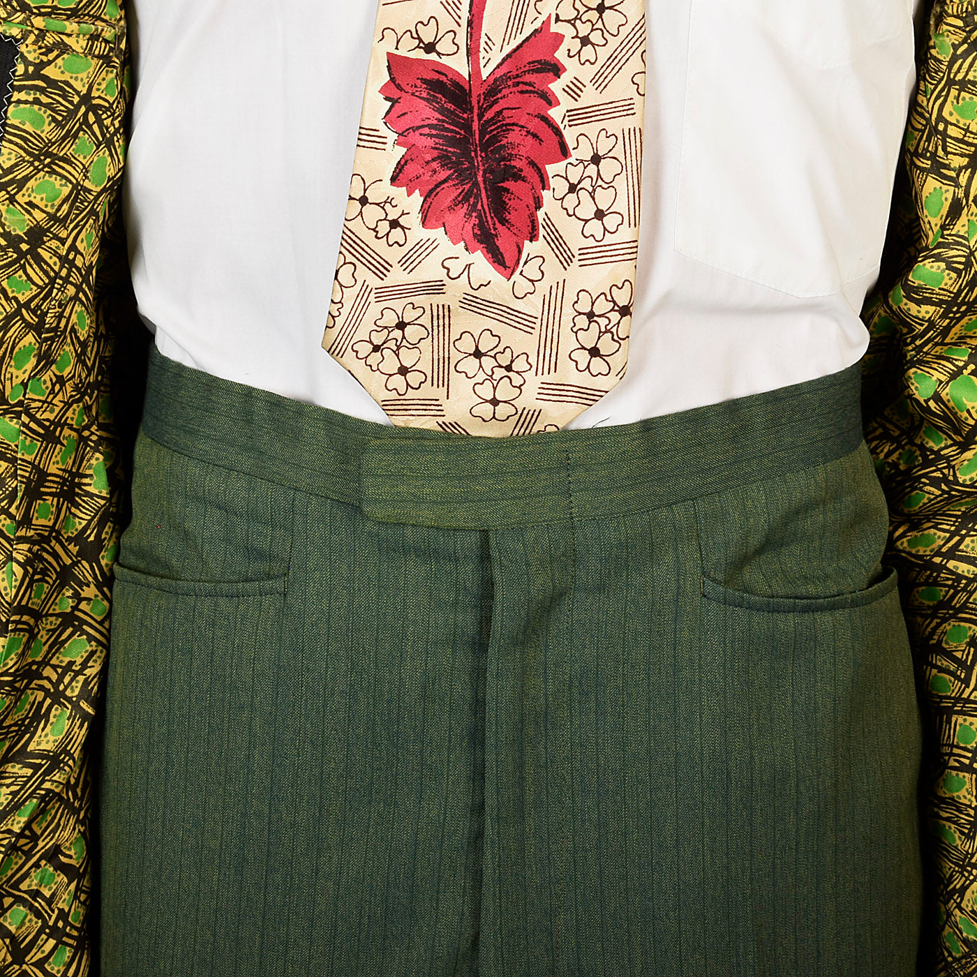 1960s Men's Emerald Green Two Piece Suit with Pinstripes