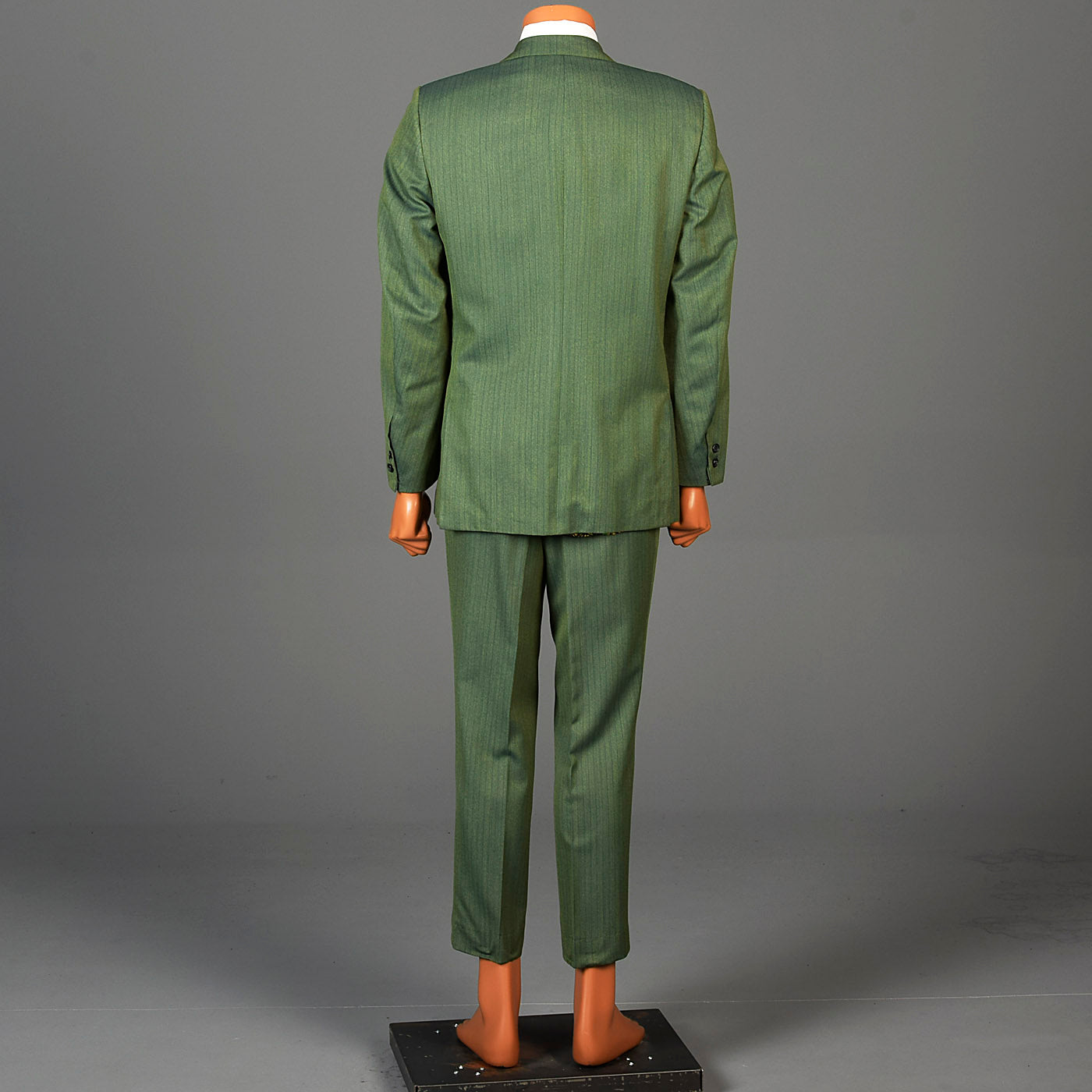 1960s Men's Emerald Green Two Piece Suit with Pinstripes
