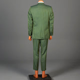 1960s Men's Emerald Green Two Piece Suit with Pinstripes