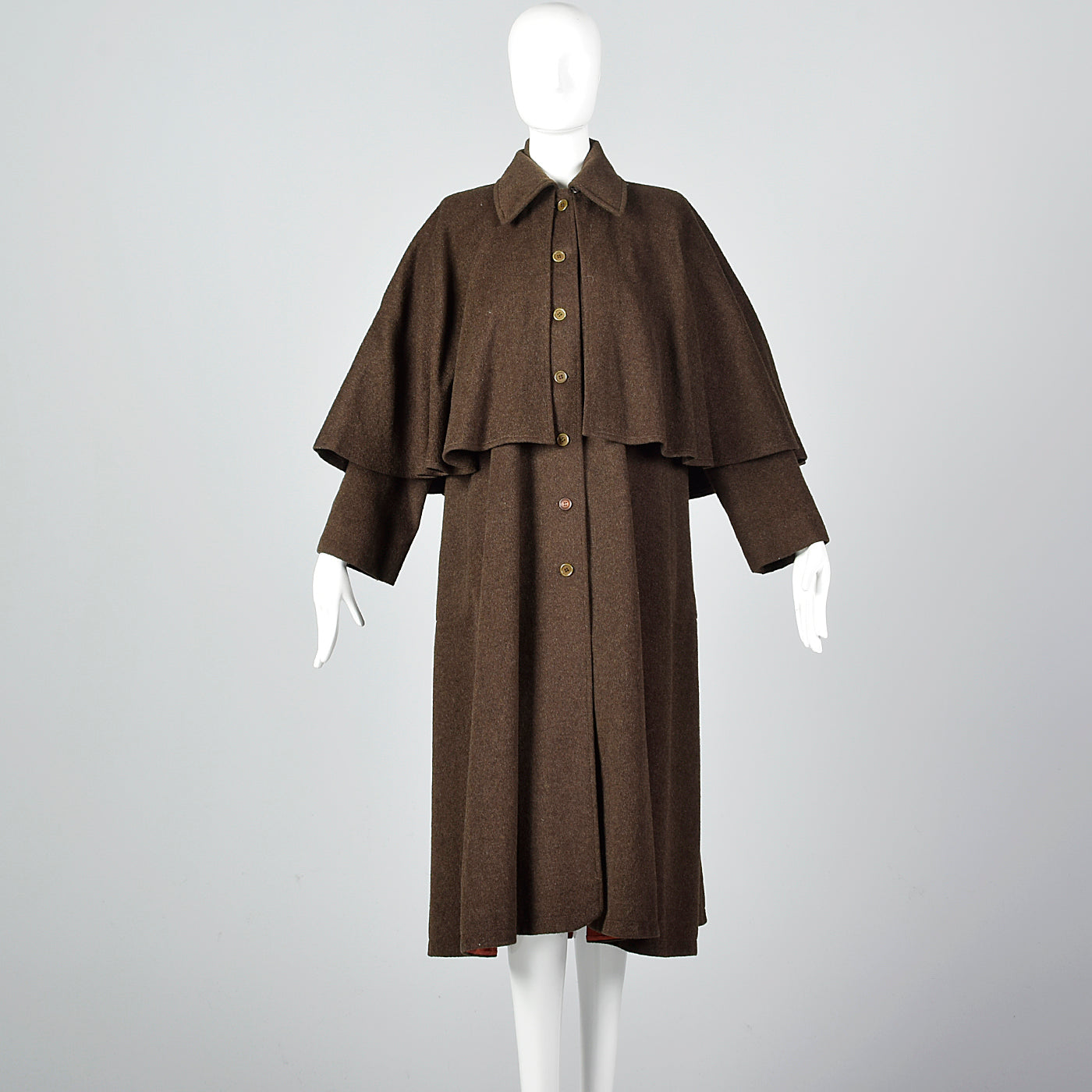 1970s Yves Saint Laurent Loose Wool Inverness Cape Coat