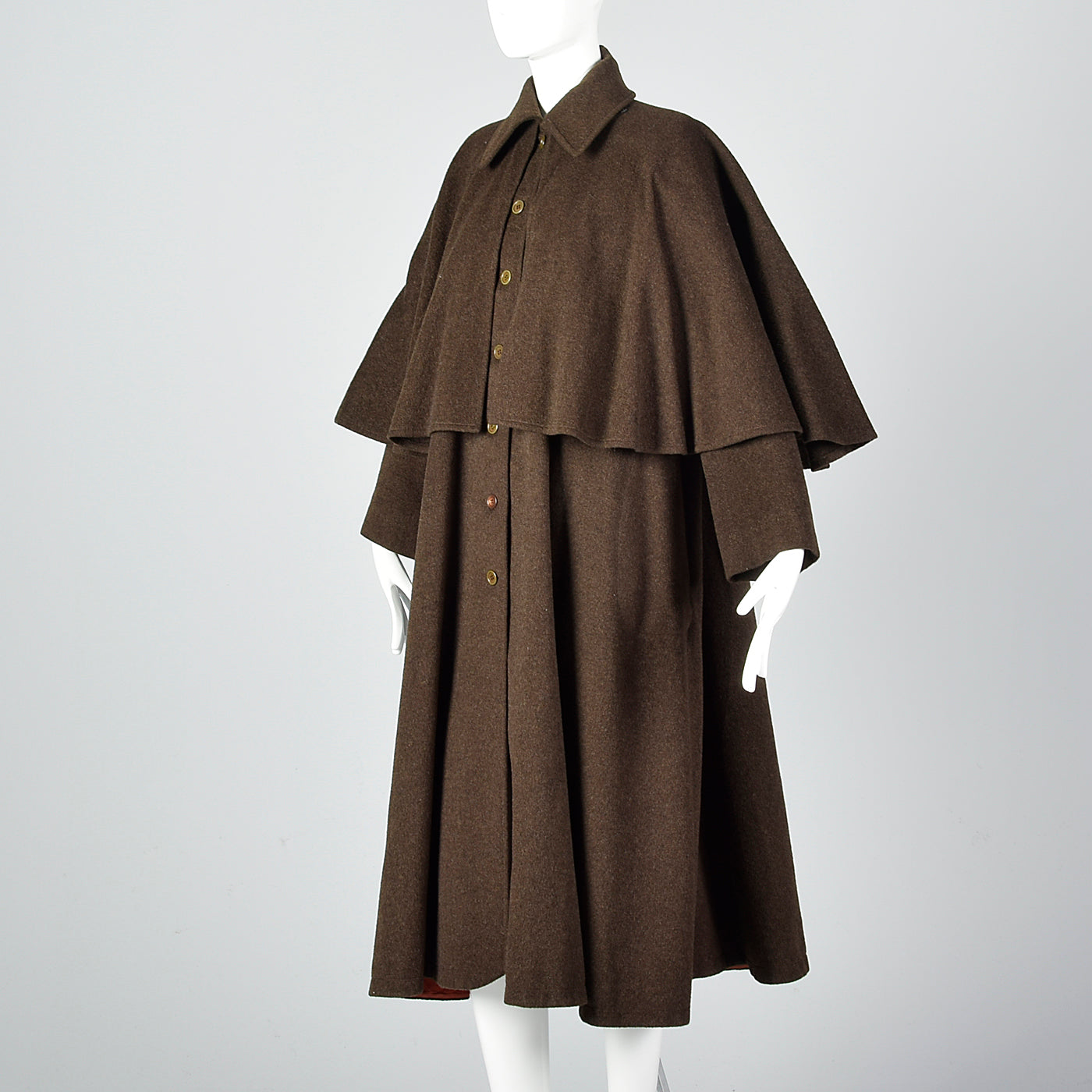 1970s Yves Saint Laurent Loose Wool Inverness Cape Coat