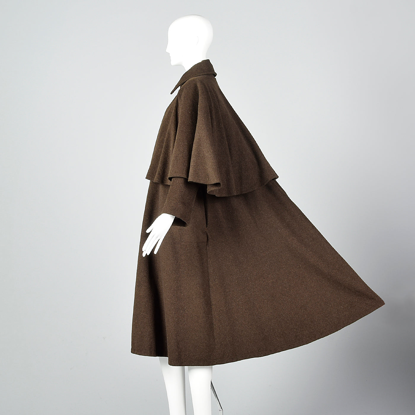 1970s Yves Saint Laurent Loose Wool Inverness Cape Coat