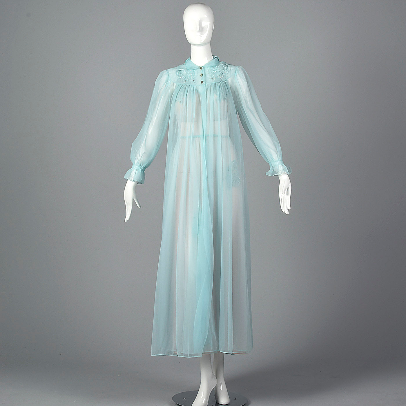 1950s Blue Nightgown and Peignoir Set