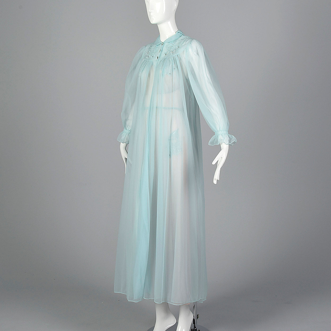 1950s Blue Nightgown and Peignoir Set