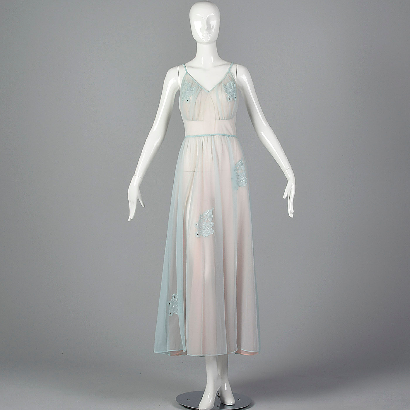 1950s Blue Nightgown and Peignoir Set