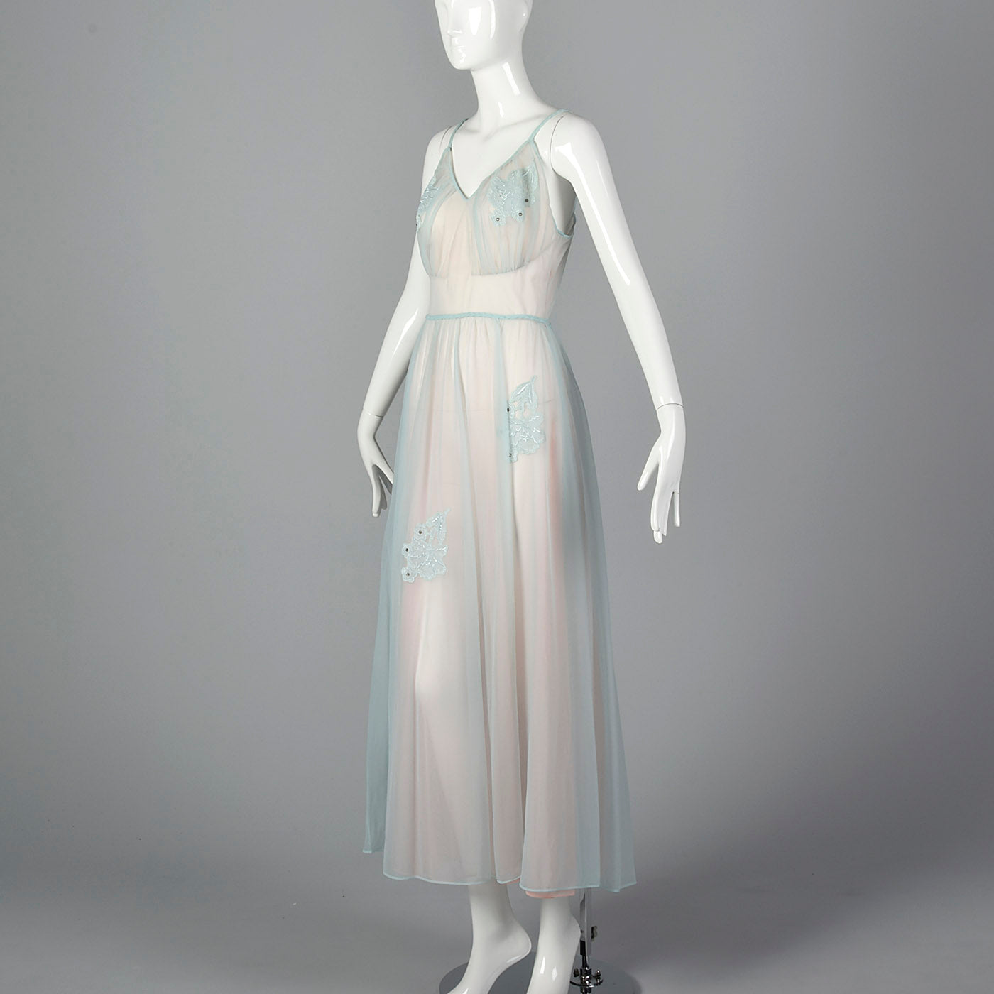 1950s Blue Nightgown and Peignoir Set
