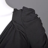 1940s Black Crepe Evening Gown with Short Sleeves & Ruched Bodice