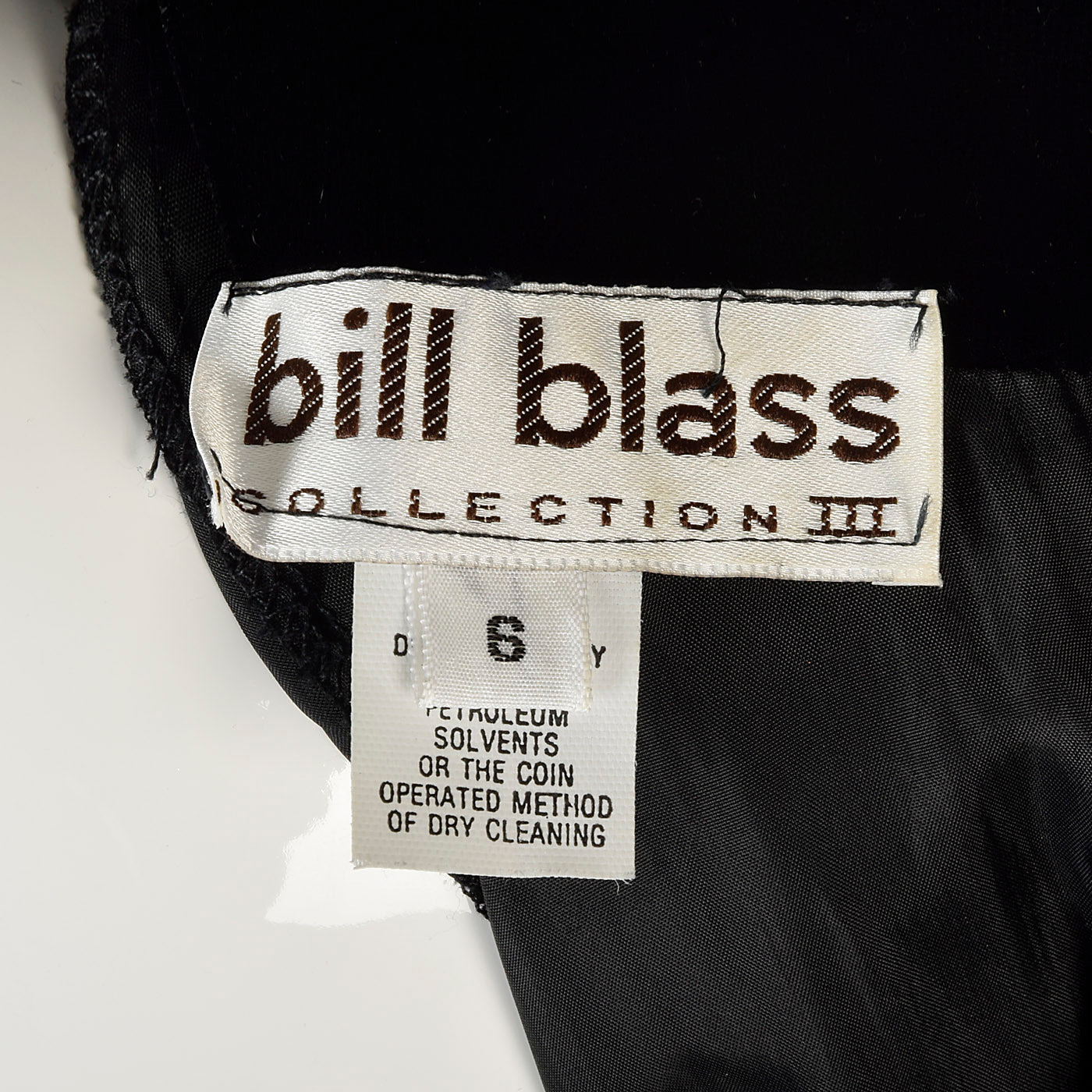 1980s Bill Blass Black Velvet Evening Gown with Beaded Flower & Mutton Sleeves