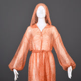 1970s Flowy Sheer Maxi Dress with Hood