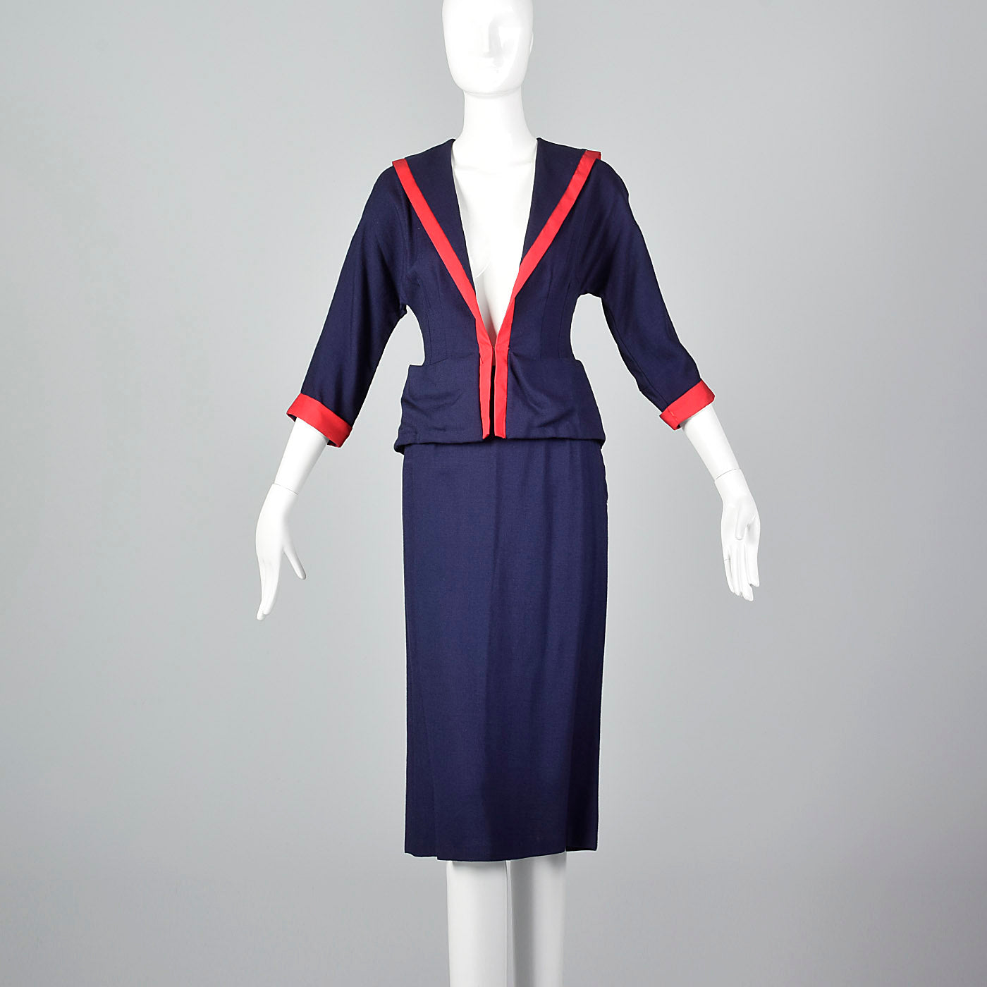 1950s Navy Sailor Style Skirt Suit
