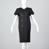 1990s Valentino Black Wool Sack Dress with a Pleated Back