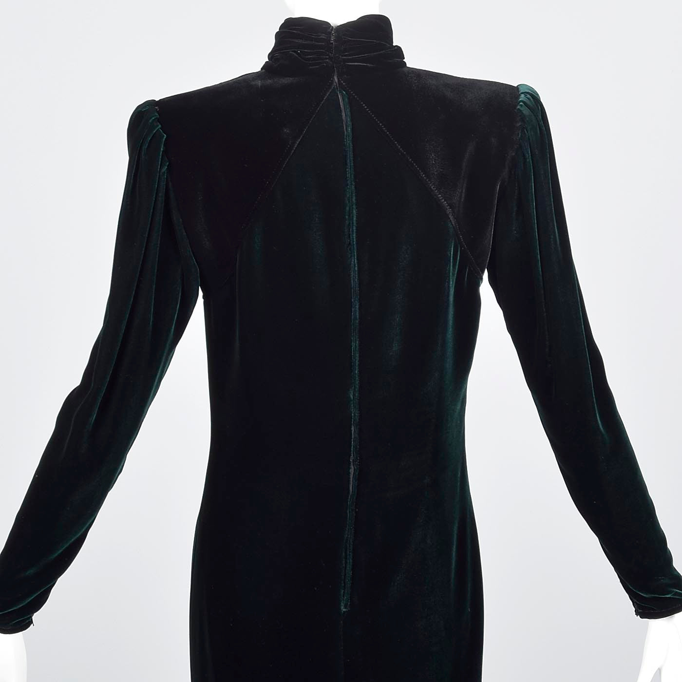1980s Emmanuel Ungaro Parallele Green Velvet Dress with Keyhole Bust
