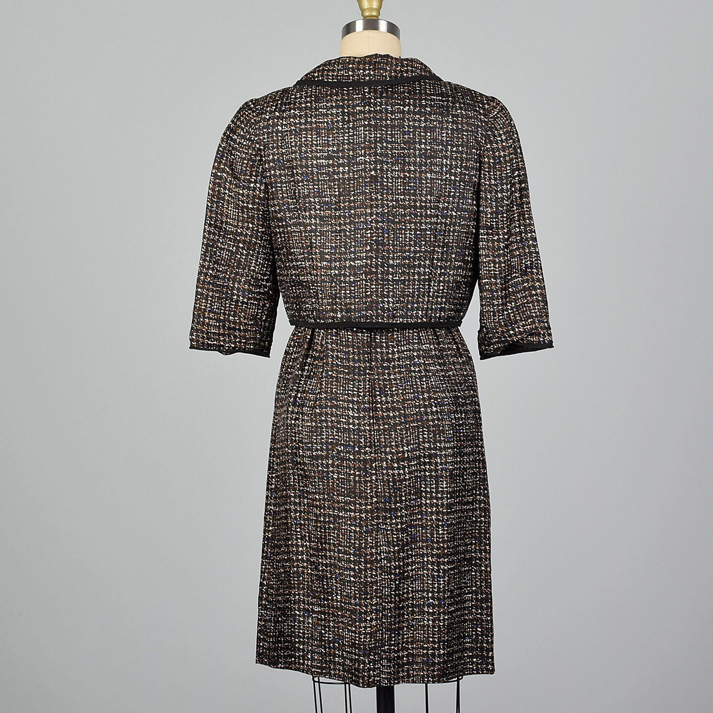 1950s Silk Dress Set with Black Trim