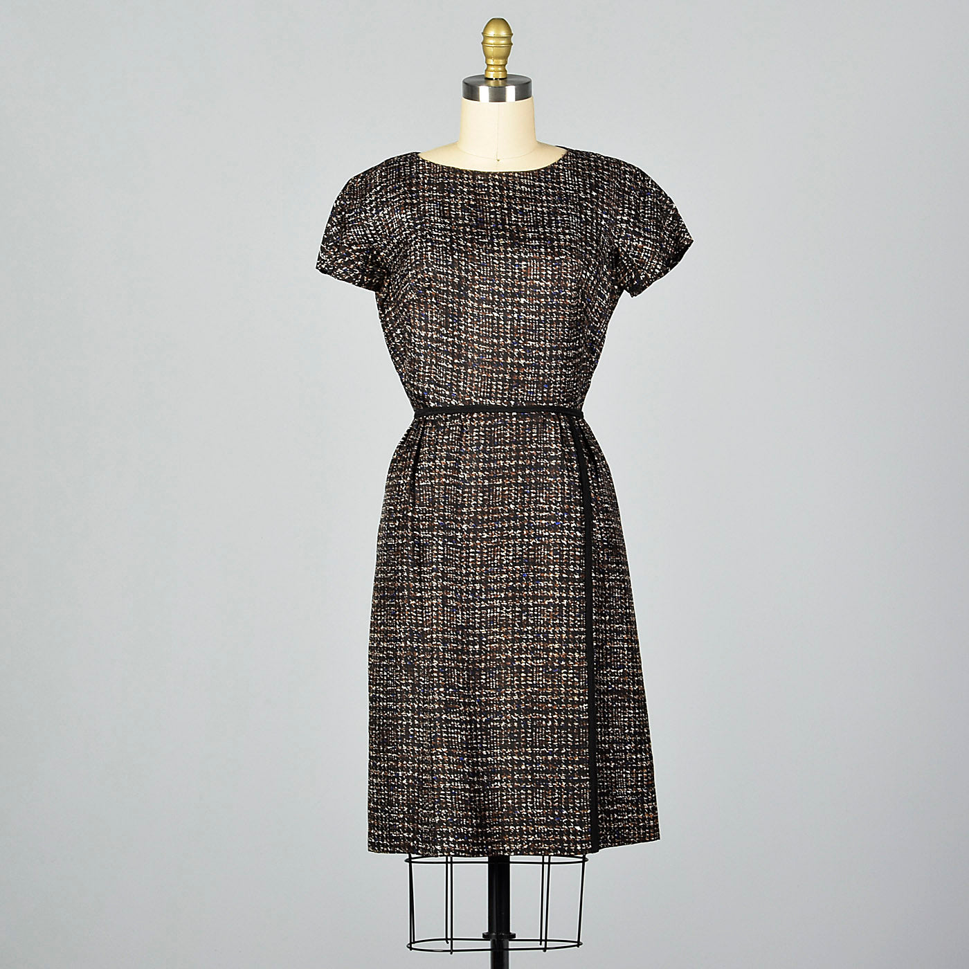 1950s Silk Dress Set with Black Trim