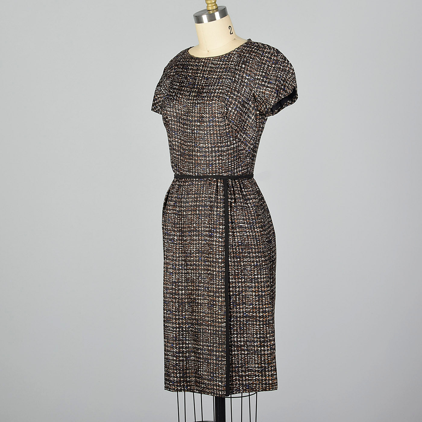1950s Silk Dress Set with Black Trim