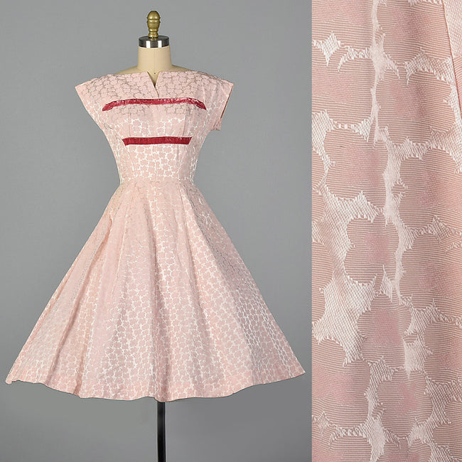 1950s Pink Fit and Flare Party Dress