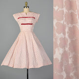 1950s Pink Fit and Flare Party Dress