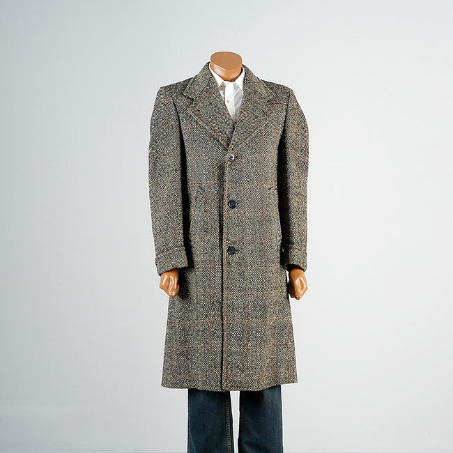 1940s Men's Wool Tweed Winter Coat