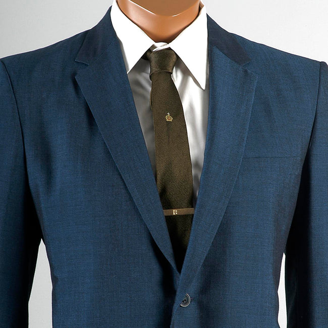 1960s Men's Blue & Black Sharkskin Two Piece Suit