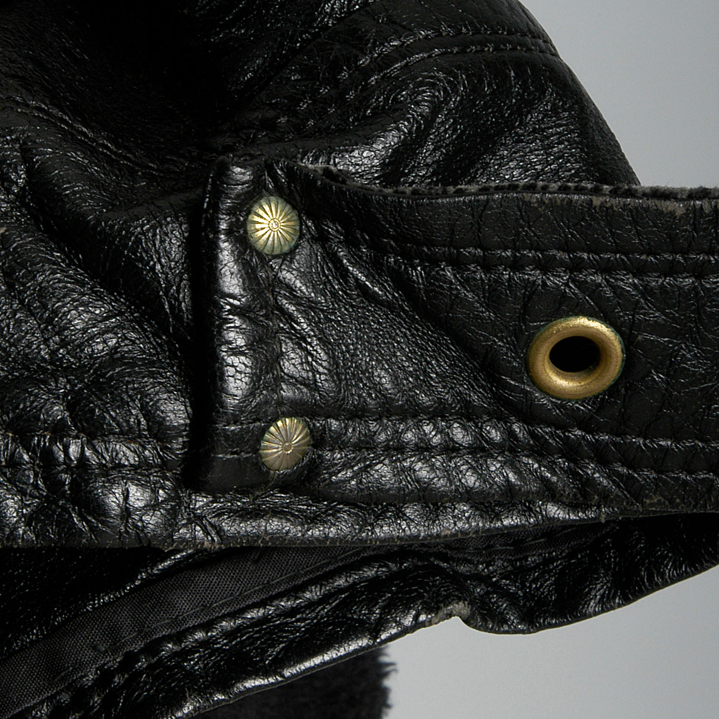 1960s Men's Black Leather Biker Jacket with Belted Waist