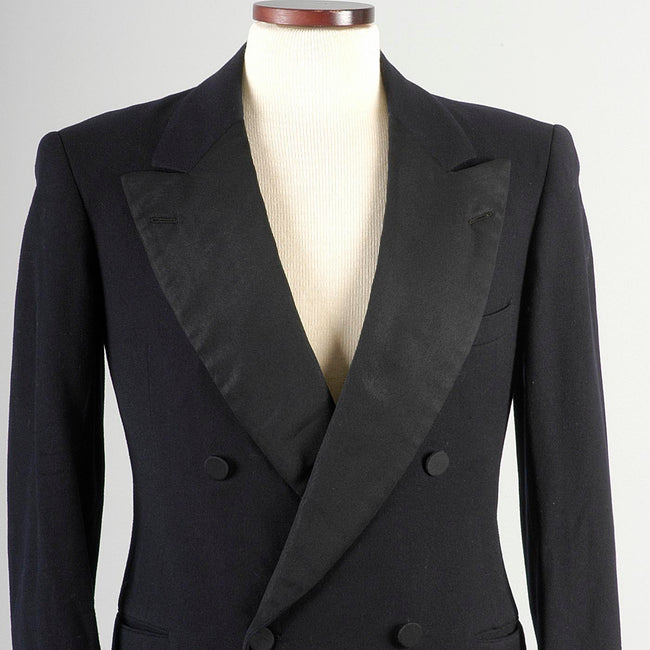1930s Men's Navy Blue Peak Lapel Tuxedo Jacket