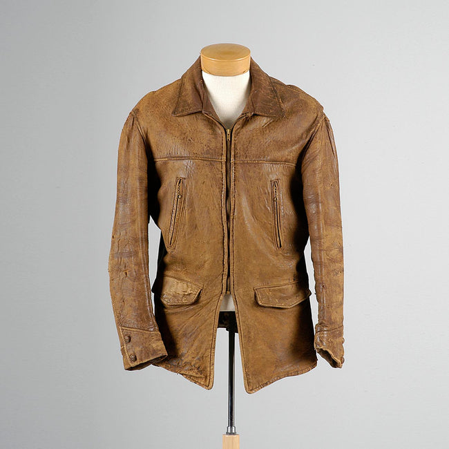 1940s Men's Kit Karson Indian Scout Leather Motorcycle Jacket