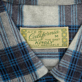 Deadstock 1950s Men's Blue Plaid Flannel Shirt
