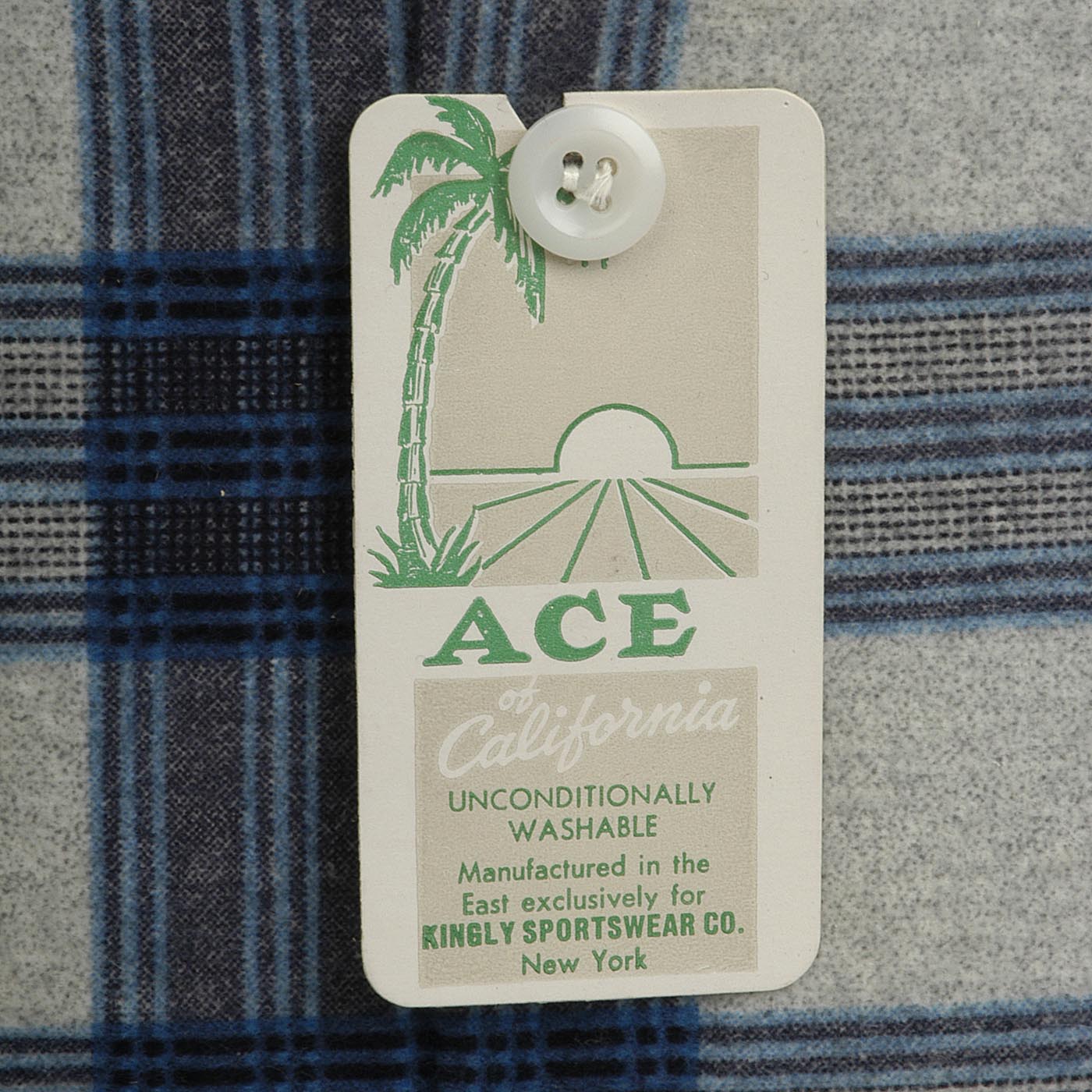 Deadstock 1950s Men's Blue Plaid Flannel Shirt