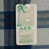 Deadstock 1950s Men's Blue Plaid Flannel Shirt