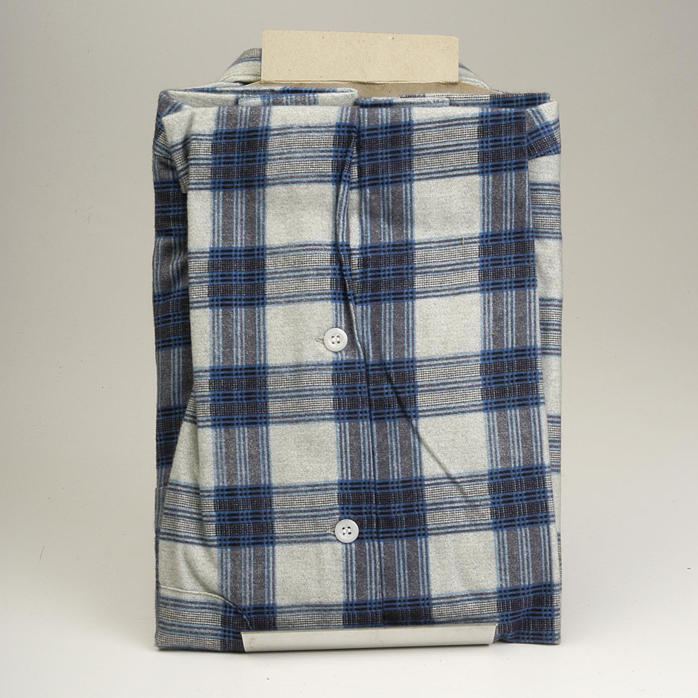 Deadstock 1950s Men's Blue Plaid Flannel Shirt
